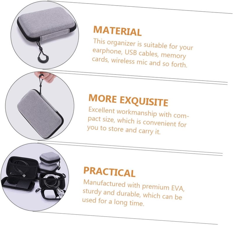 2PCS Waterproof Microphone Storage Bag Portable EVA Multi-functional Organizer Pouch for Earphones Cables and Accessories Grey - Image 4