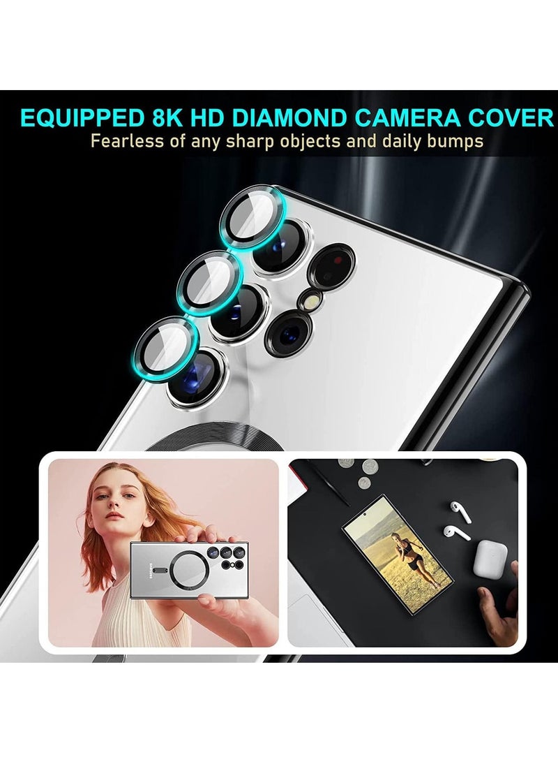 IAF Magnetic Clear Case for Samsung Galaxy S23 Ultra 5G with Camera Lens Protector, Compatible with MagSafe, Electroplated Slim Shockproof Phone Protective Cover for Women Men (Black) - Image 3