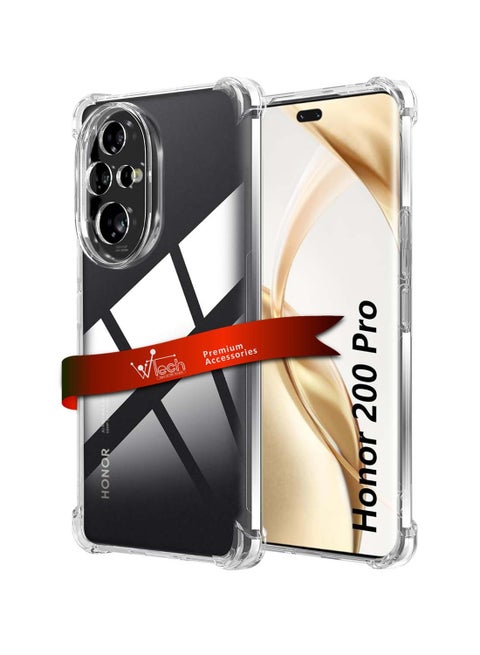 زوايا ممتصة للصدمات من مادة TPU لهاتف Honor 200 Pro 5G 2024 مع غطاء حافظة صلب من البولي كربونات - شفاف