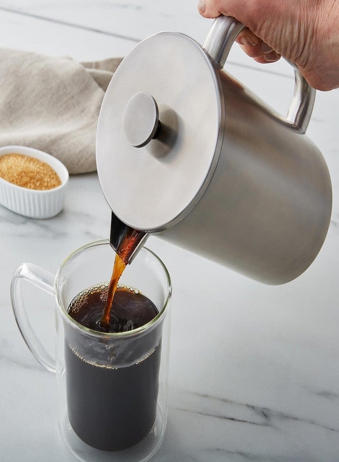 Sur La Table Double-Wall Stainless Steel French Press, 8 Cup, Silver - Image 2