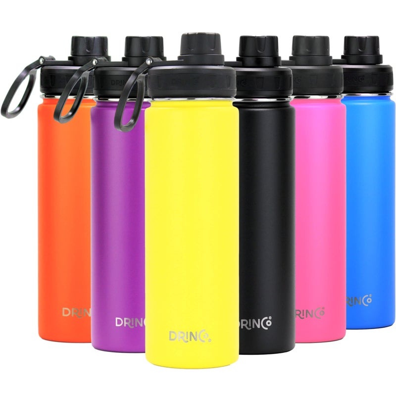 DRINCO Stainless Steel Water Bottle Spout Lid Vacuum Insulated Double Wall Water Bottle Wide Mouth 40oz 32oz 22oz 18oz 14oz Leak Proof Keeps Cold or Hot 22 oz 22oz Illuminating Yellow