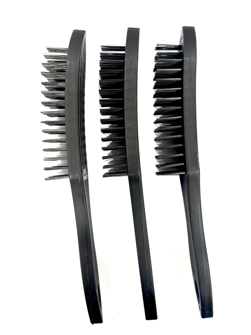 Jon Bhandari Tools 3pc Plastic Handle Wire Brush with Carbon Steel Bristles for Cleaning, Scrubbing, Rust & Paint removal and Polishing - Image 4