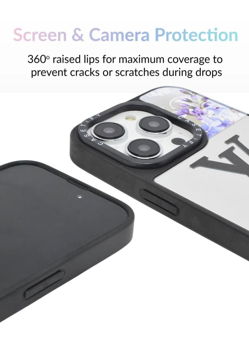 Casetify iPhone 14 Pro Cover Floral Design Hard Phone Case Tempered Glass Back Cover - Image 2