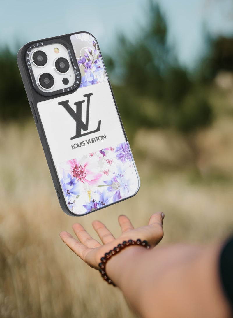 Casetify iPhone 14 Pro Cover Floral Design Hard Phone Case Tempered Glass Back Cover - Image 3