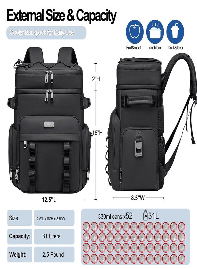 Weitars Insulated Cooler Backpack,Double Deck Waterproof Soft Cooler Bag,Backpack Coolers Leak Proof Lunch Backpack for Men Women for Travel,Camping,Picnic,Beach,Picnic,Outdoor 30/45 Can (Black) - Image 5