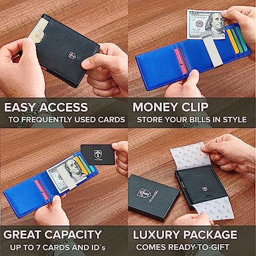 TRAVANDO Money Clip Wallet RIO - Mens Wallets slim Front Pocket RFID Blocking Card Holder Minimalist Mini Bifold Gift Box (Smooth Leather, Black & White) - Image 2
