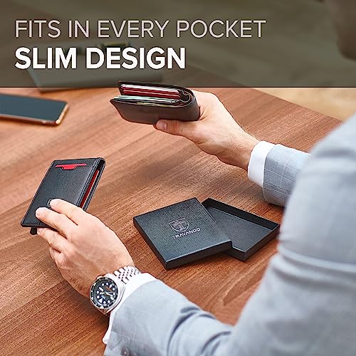 TRAVANDO Money Clip Wallet RIO - Mens Wallets slim Front Pocket RFID Blocking Card Holder Minimalist Mini Bifold Gift Box (Smooth Leather, Black & White) - Image 3