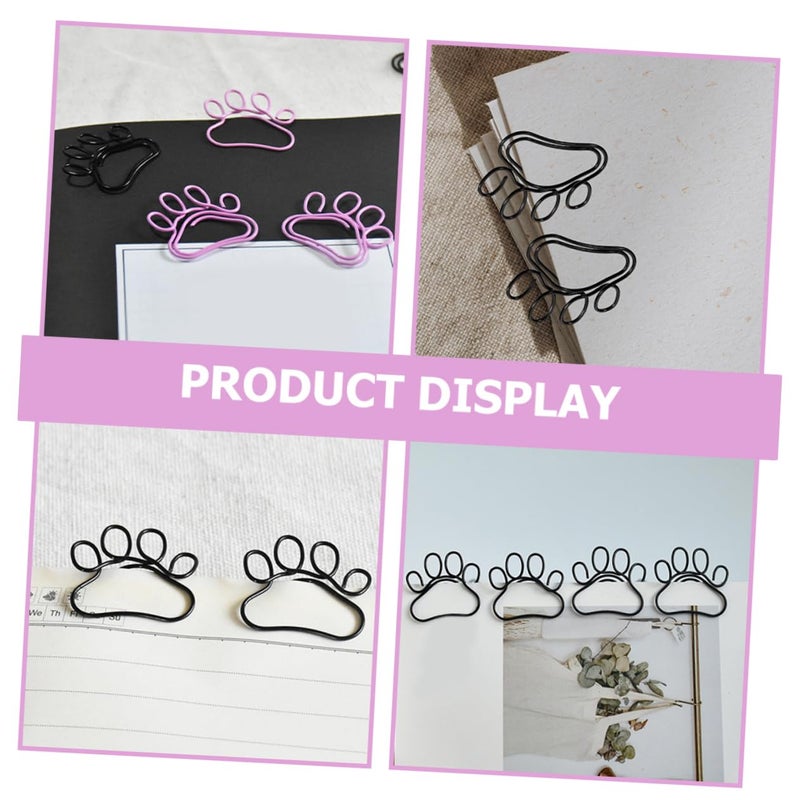 Cute Cat Claw Paper Clips 50pcs Black Pink Metal for Office School Organizing Files Documents - Image 3