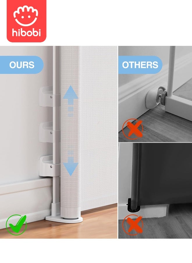 hibobi Retractable Baby & Pet Safety Gate | 180x86cm | No Bottom Bar, No Tripping | One-Hand Operation + Safety Lock | Adhesive/Screw Installation | For Stairs, Hallways, Balconies, Courtyards - Image 4