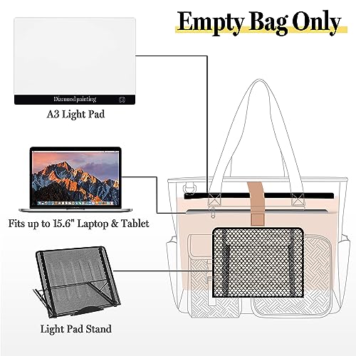Fasrom Diamond Painting Carrying Case for A3 Light Pad, Diamond Painting Storage Bag with Padded Sleeve to Hold A3 LED Light Box and Diamond Art Supplies, Pink (Empty Bag Only) - Image 2