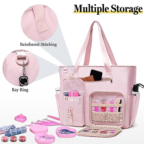 Fasrom Diamond Painting Carrying Case for A3 Light Pad, Diamond Painting Storage Bag with Padded Sleeve to Hold A3 LED Light Box and Diamond Art Supplies, Pink (Empty Bag Only) - Image 4