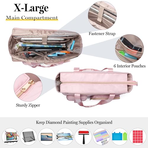 Fasrom Diamond Painting Carrying Case for A3 Light Pad, Diamond Painting Storage Bag with Padded Sleeve to Hold A3 LED Light Box and Diamond Art Supplies, Pink (Empty Bag Only) - Image 3