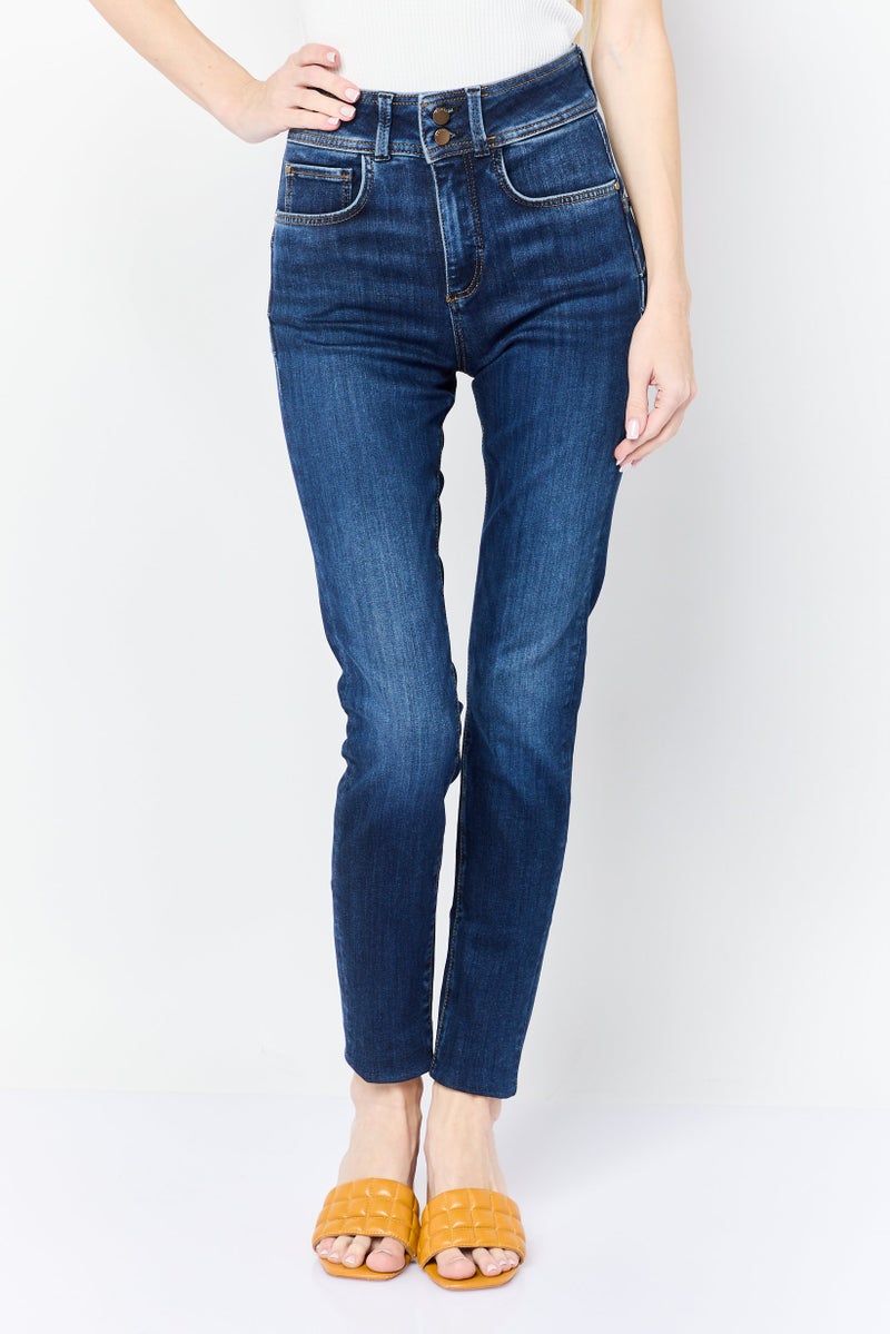 GUESS Women Skinny Fit High Waist Washed Denim Jeans, Blue - Image 1