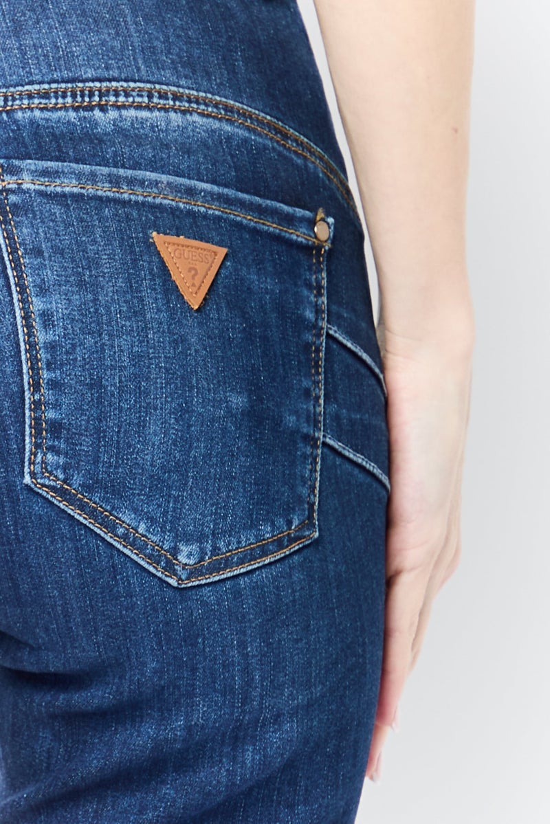 GUESS Women Skinny Fit High Waist Washed Denim Jeans, Blue - Image 3