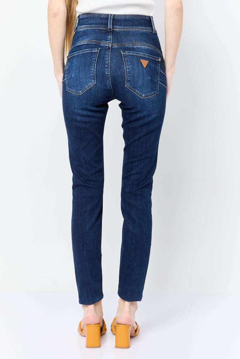 GUESS Women Skinny Fit High Waist Washed Denim Jeans, Blue - Image 4