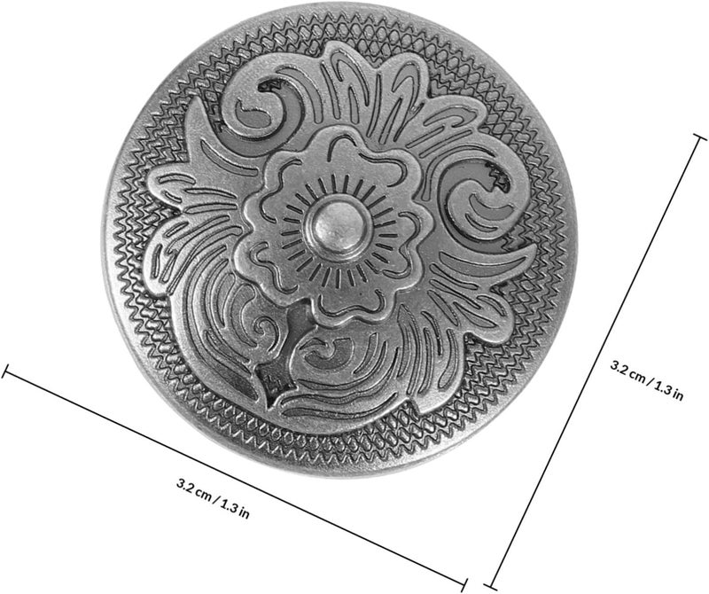 ORFOFE 5pcs Metal Leather Bag Buttons with Screws 32mm Vintage Black Floral Fastening Accessory for DIY Leather Crafting and Sewing - Image 2
