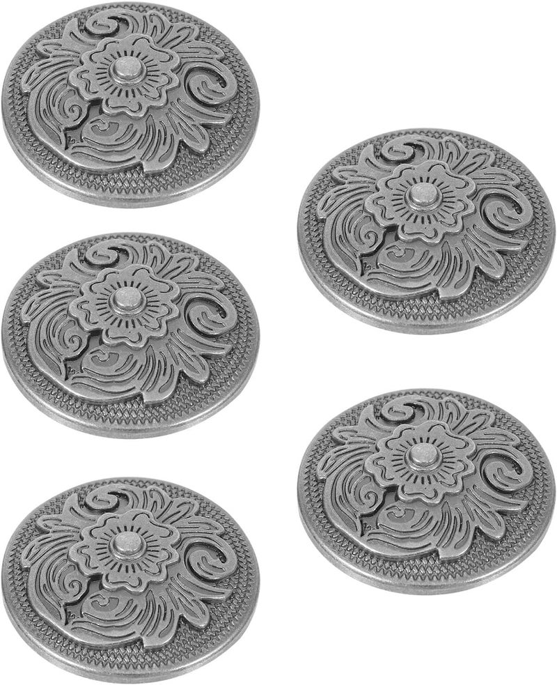 ORFOFE 5pcs Metal Leather Bag Buttons with Screws 32mm Vintage Black Floral Fastening Accessory for DIY Leather Crafting and Sewing - Image 1
