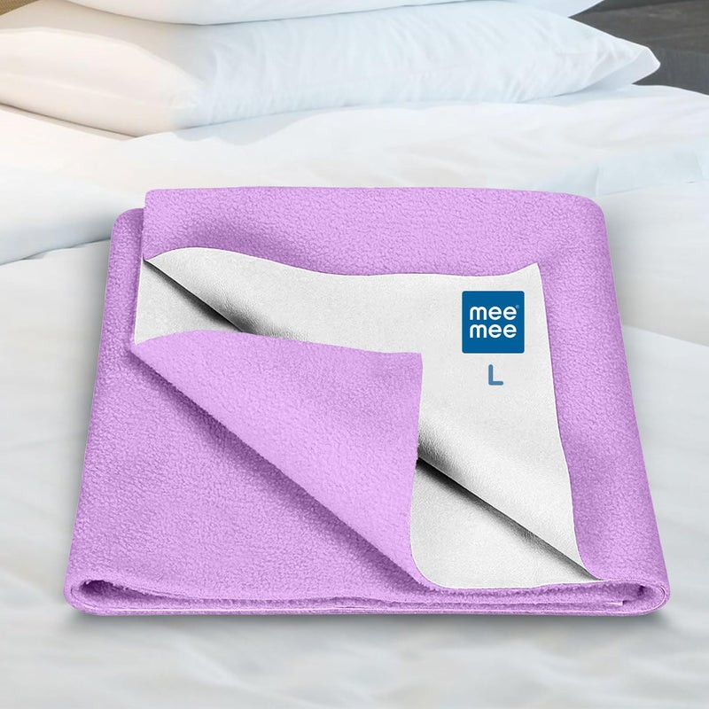 mee mee Mee Mee Reusable Water Proof Cotton Bed Protector Sheet/Extra Absorbent Mat/Dry Sheets/Urine Sheet/Dry Mat(Large, Purple)(100CmX140Cm) - Image 1