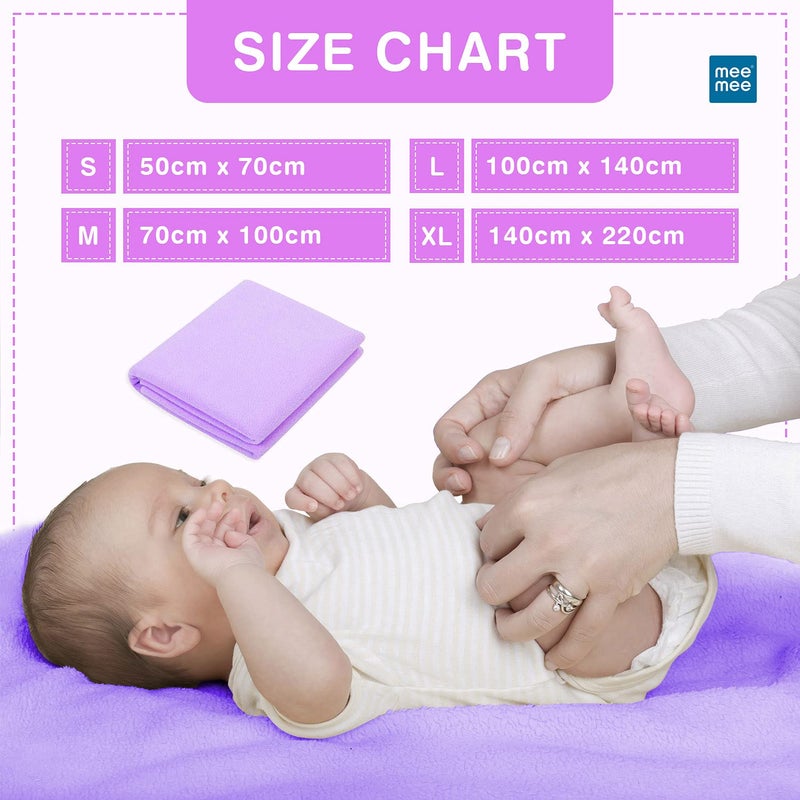 mee mee Mee Mee Reusable Water Proof Cotton Bed Protector Sheet/Extra Absorbent Mat/Dry Sheets/Urine Sheet/Dry Mat(Large, Purple)(100CmX140Cm) - Image 5