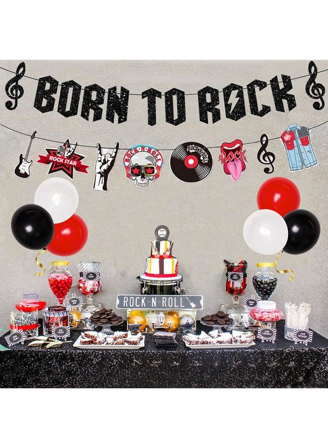 Generic Rock And Roll Birthday Party Decorations Black Glitter Born To Rock  Banner Balloons Musical Elements Garland For 1950S Music Themed Party  Supplies UAE | Dubai, Abu Dhabi
