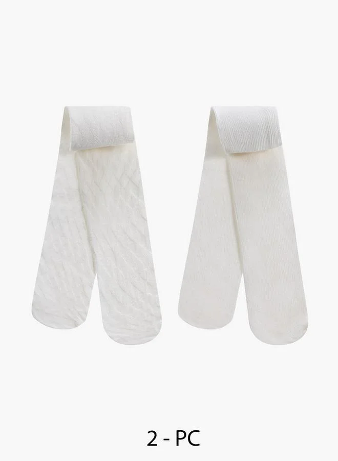 Little Missy Girls Tights With Elasticated Waistband - Set Of 2