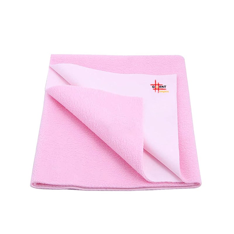 GIANT IMPEX Extra Absorbent Waterproof Quick Dry Sheet,Baby Bed Protector Size-Medium / 100X70 Cms - Baby Pink - Image 1
