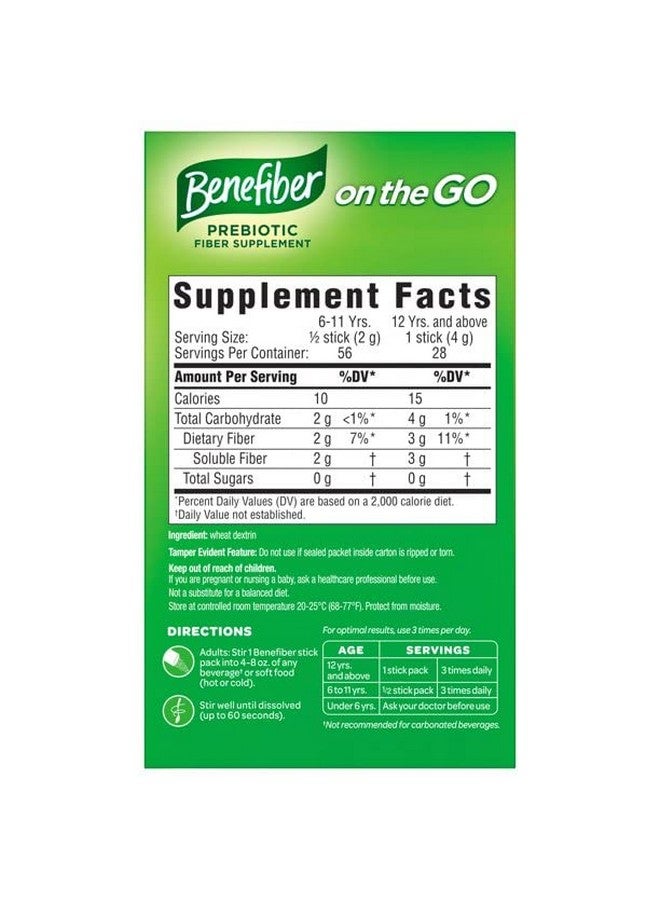Benefiber Benefiber Fiber Supplement On the Go Stick Packs for Convenient Use 28 Stick Packs Per Box (1 Box Only)  - Image 2