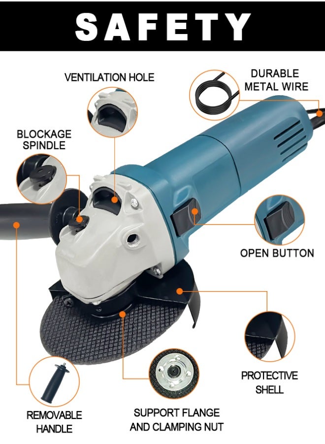 900W Short Handle Angle Grinder - Heavy Duty Compact Cutting & Grinding Tool with Safety Switch  - Image 2