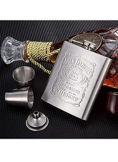 SYOSI SYOSI Hip Flasks for Liquor Set, Premium Stainless Hip Flask with 2 Cups and Funnel Gift Box Pocket Friendly Pocket Drinking Flask for Men and Women (Silver 210ml)  - Image 5