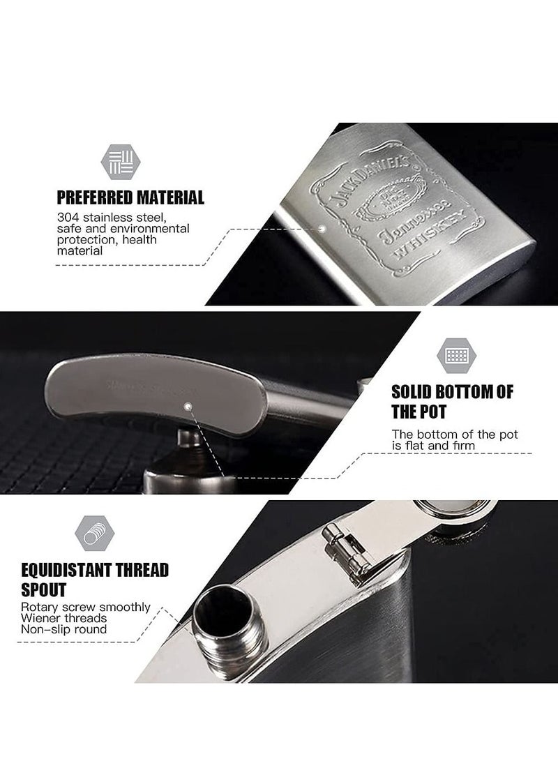 SYOSI SYOSI Hip Flasks for Liquor Set, Premium Stainless Hip Flask with 2 Cups and Funnel Gift Box Pocket Friendly Pocket Drinking Flask for Men and Women (Silver 210ml) - Image 2
