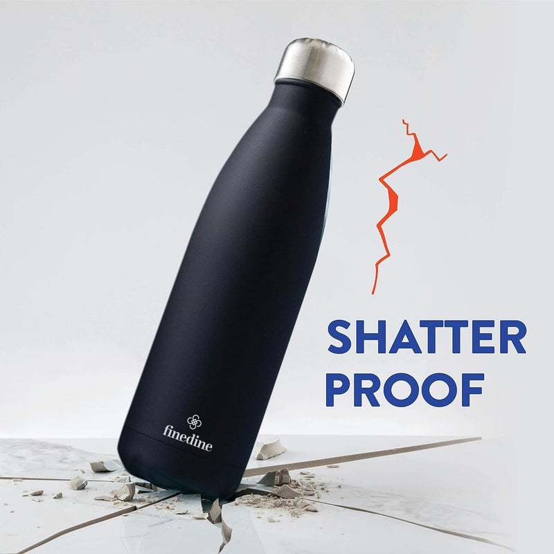 FineDine 500ml Triple Insulated Stainless Steel Water Bottle 24Hours Hot or 24 Hours Cold Drinks, Leakproof, BPA-Free, Sweatproof Thermosteel Flask-Perfect for Travel, Picnics, Office & School (Black) - Image 4
