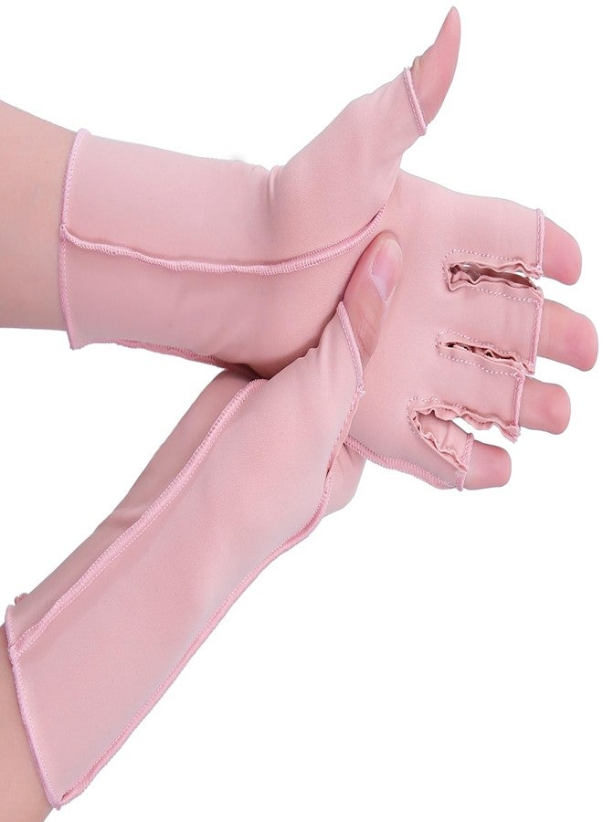 NURCOM Compression Arthritis Gloves, Rheumatoid Pain Relief Compression Gloves for Women & Men, Premium Fingerless Circulation Gloves for Arthritis & Joint Pain, Swelling, Tendonitis, 1 Pair Pink S - Image 1