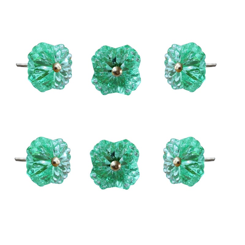 Perilla Home Set of 6 Belle Mint Glass and Metal Knobs Decorative Glass Drawer Pulls for Cabinets Dressers and Furniture Elegant Home Dcor Handles for Kitchen and Living Spaces - Image 2