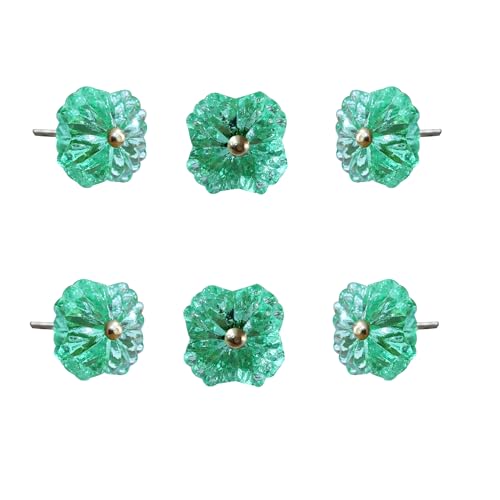 Perilla Home Set of 6 Belle Mint Glass and Metal Knobs Decorative Glass Drawer Pulls for Cabinets Dressers and Furniture Elegant Home Dcor Handles for Kitchen and Living Spaces - Image 1