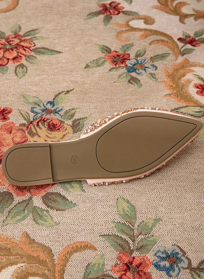 Take Two  Embellished Pointed Toe Slip On Flat Sandals for Women | Best Price UAE