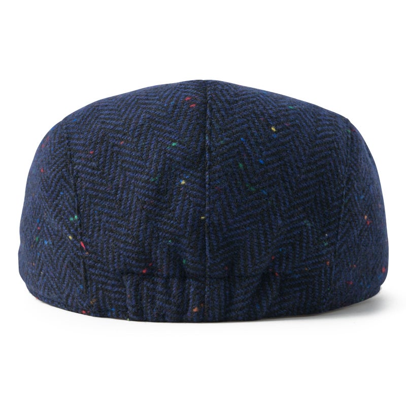 FEINION Men Wool Blend Flat Cap Tweed Newsboy Ivy Hat (Flecked Navy) - Image 5