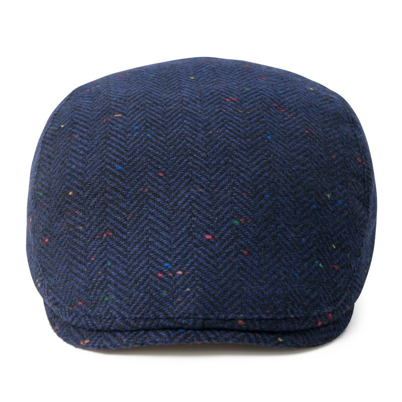 FEINION Men Wool Blend Flat Cap Tweed Newsboy Ivy Hat (Flecked Navy) - Image 3