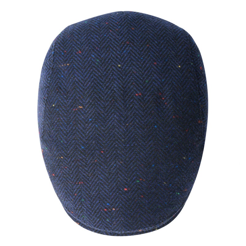 FEINION Men Wool Blend Flat Cap Tweed Newsboy Ivy Hat (Flecked Navy) - Image 4