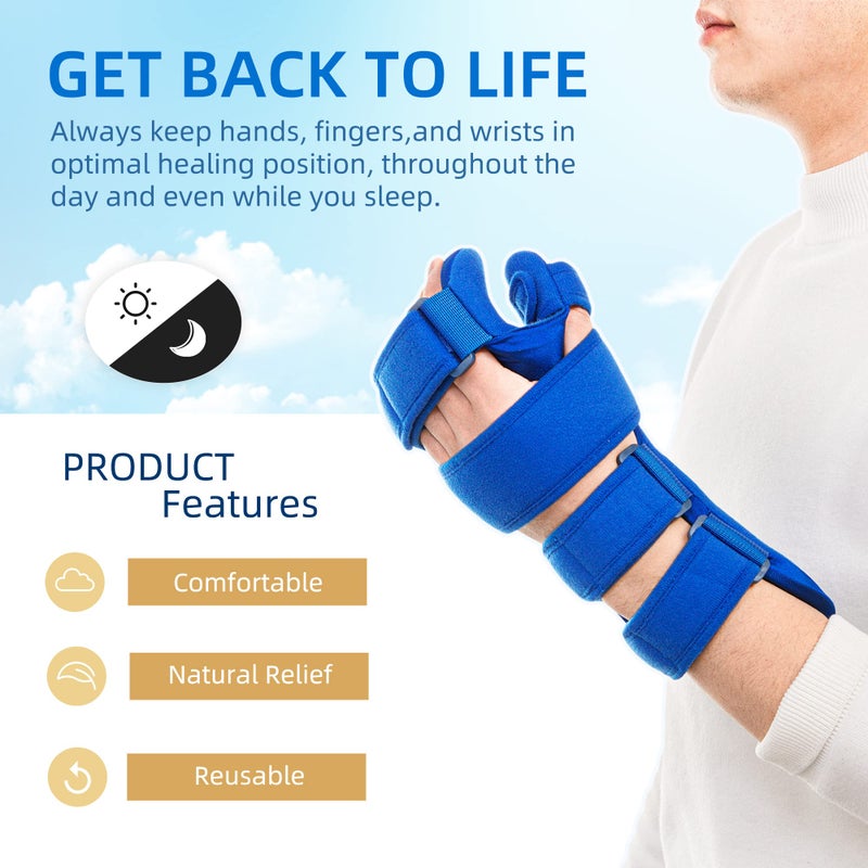 Fanwer Resting Hand Splint, Stroke Hand Therapy Equipment for Stroke Recovery Patients, Carpal Tunnel Syndrome, Arthritis, Tendinitis, Metacarpal Breaks (Medium Left) - Image 4