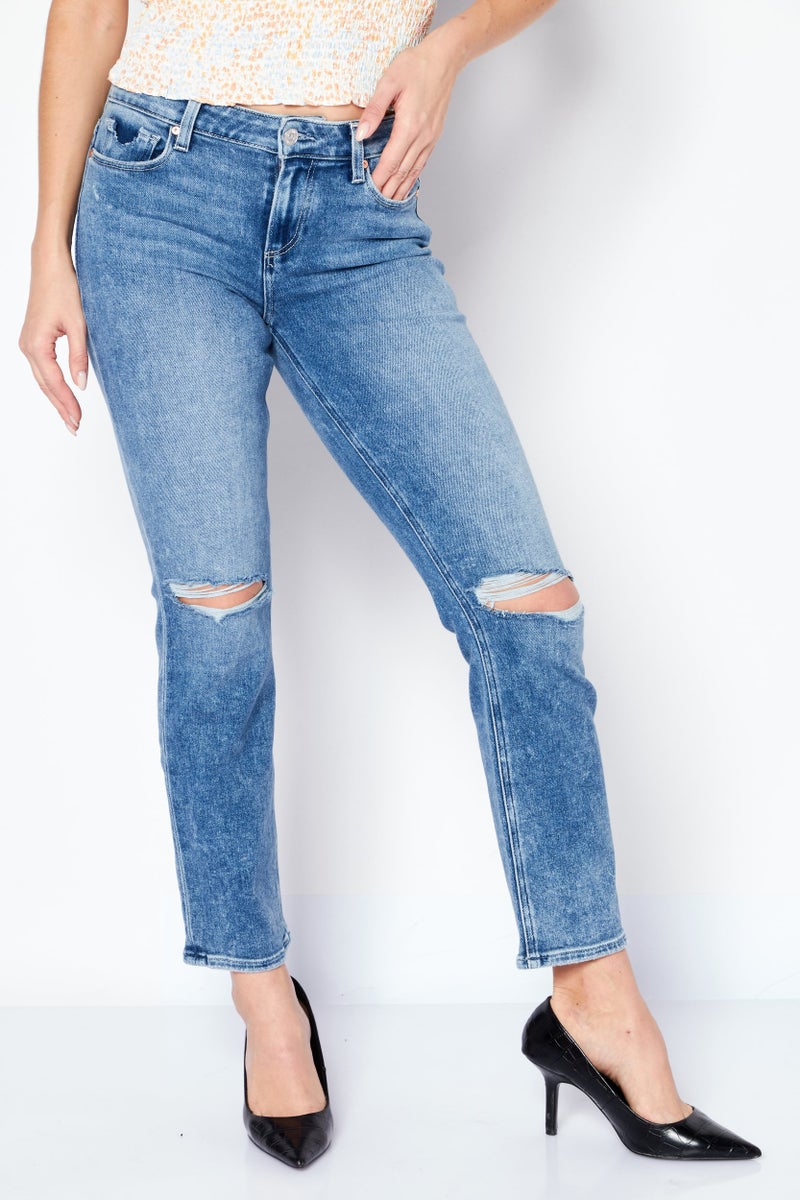 PAIGE Women Regular Fit Wash Non-Stretchable Jeans, Blue - Image 1