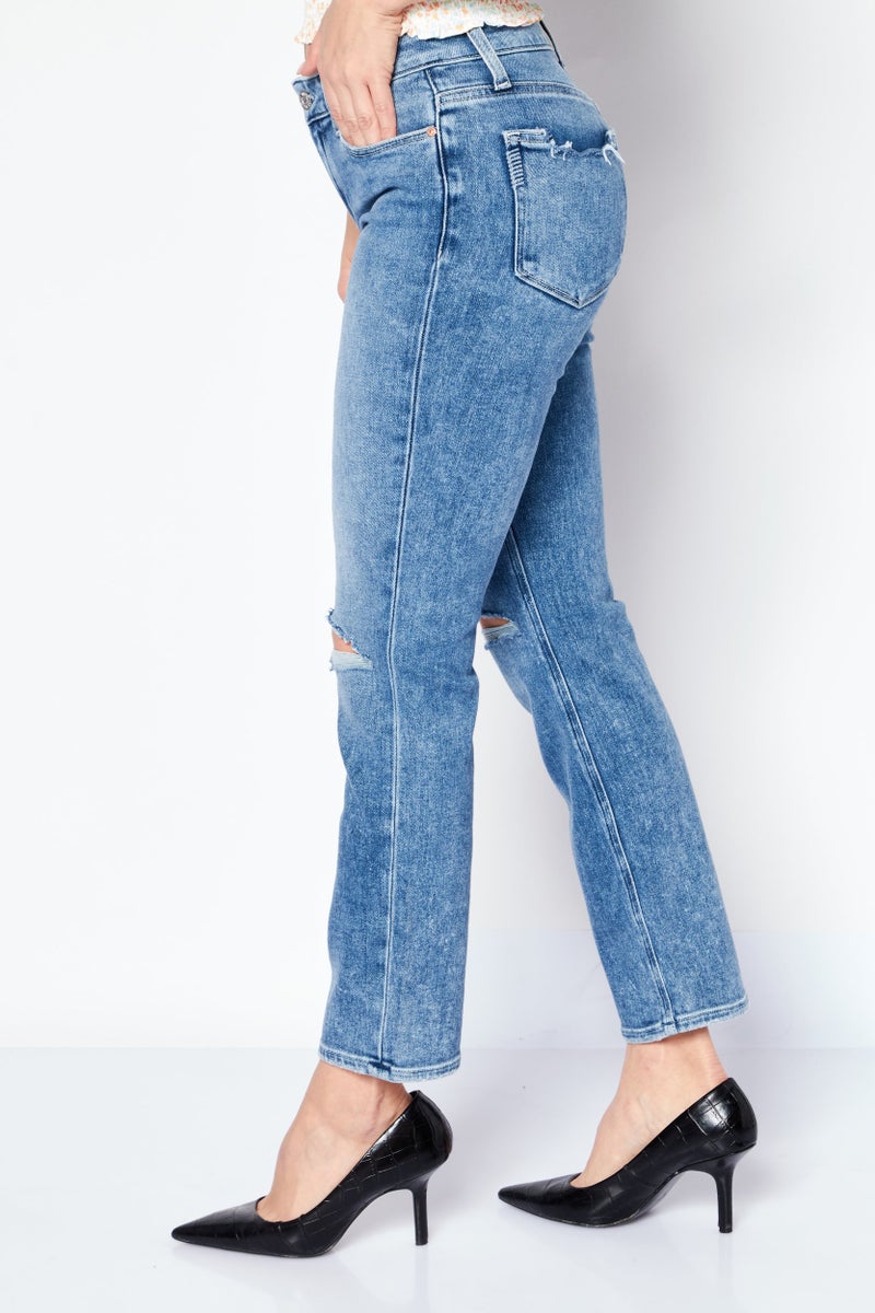 PAIGE Women Regular Fit Wash Non-Stretchable Jeans, Blue - Image 3