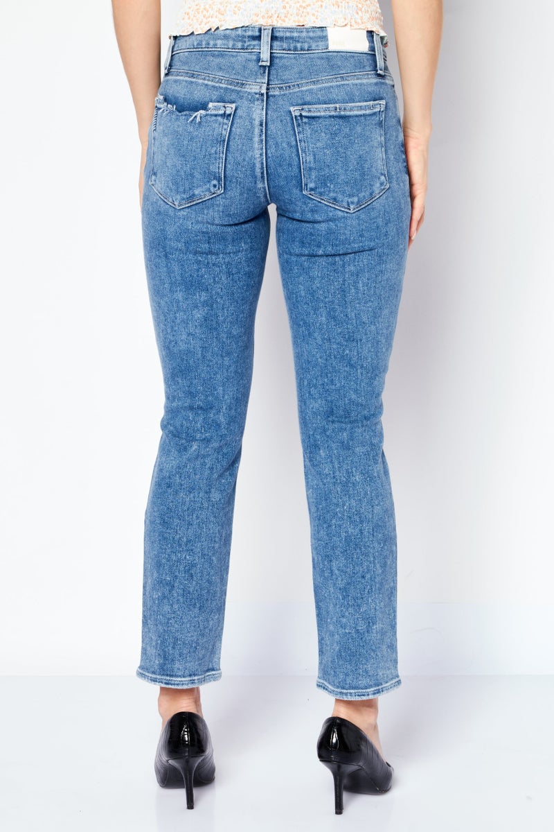 PAIGE Women Regular Fit Wash Non-Stretchable Jeans, Blue - Image 4