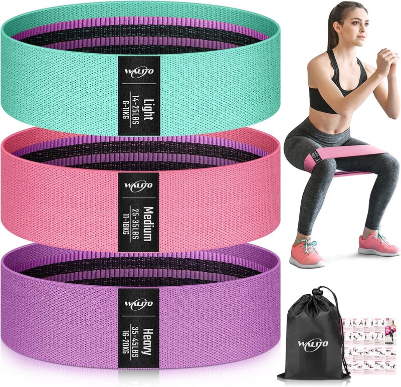 WALITO Resistance Bands for Working Out, Fabric Exercise Bands for Legs and Butt, Workout Bands for Women and Men, Booty Band for Yoga Starter Set, Pilates, Rehab, Fitness and Home Workout - Image 1