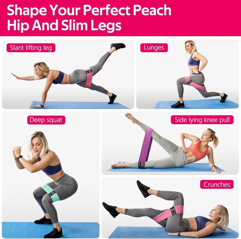WALITO Resistance Bands for Working Out, Fabric Exercise Bands for Legs and Butt, Workout Bands for Women and Men, Booty Band for Yoga Starter Set, Pilates, Rehab, Fitness and Home Workout - Image 5