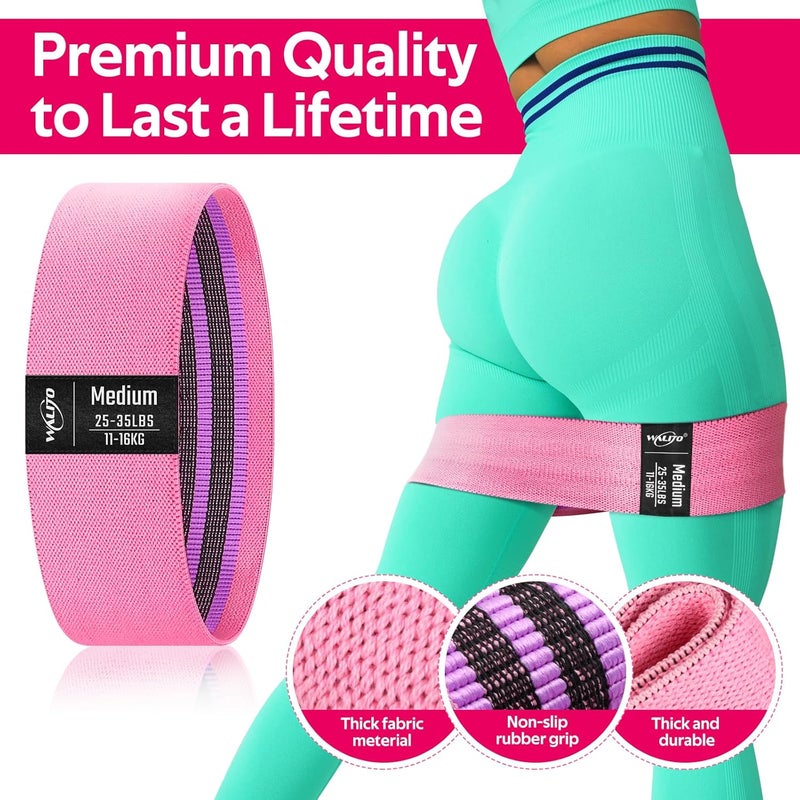 WALITO Resistance Bands for Working Out, Fabric Exercise Bands for Legs and Butt, Workout Bands for Women and Men, Booty Band for Yoga Starter Set, Pilates, Rehab, Fitness and Home Workout - Image 2