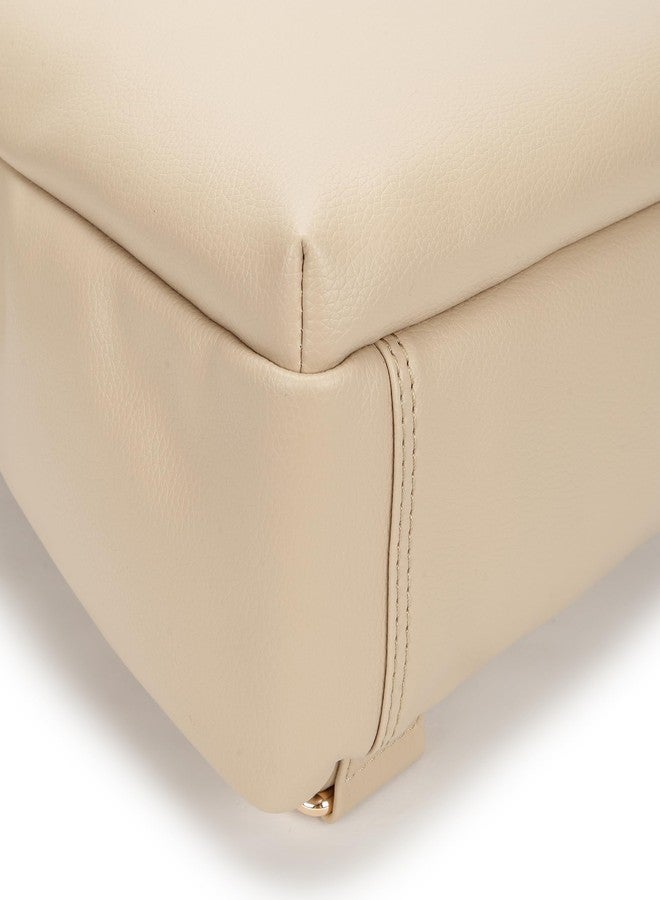 Fastrack Beige Textured Backpack | Textured Faux-Leather | Women’S Laptop Backpack | Stylish Everyday Essential - Image 4