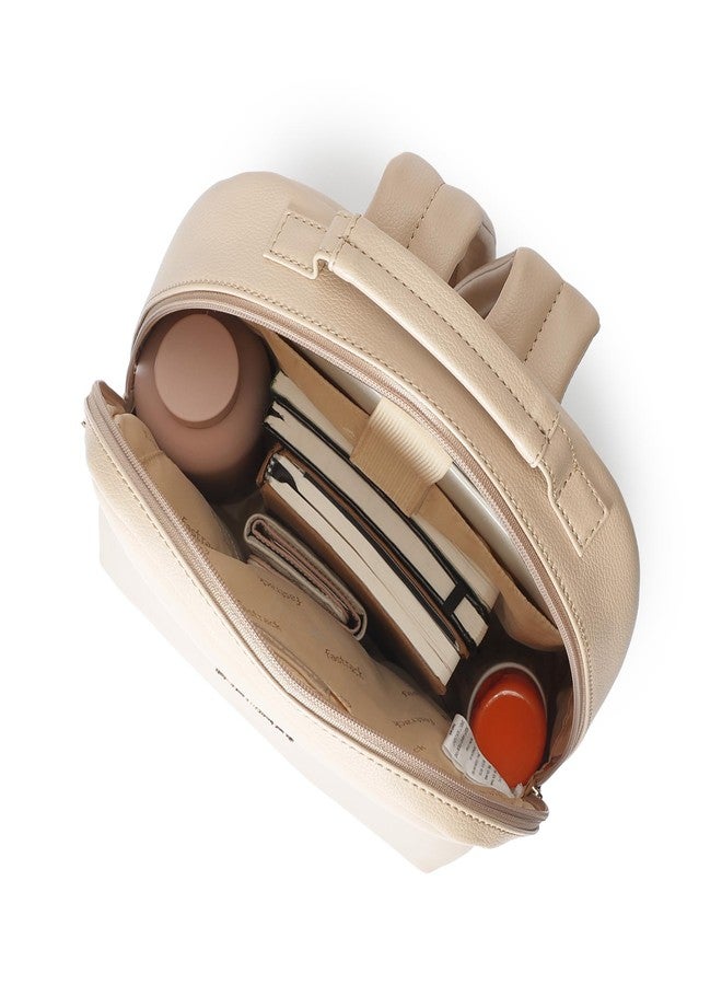 Fastrack Beige Textured Backpack | Textured Faux-Leather | Women’S Laptop Backpack | Stylish Everyday Essential - Image 2