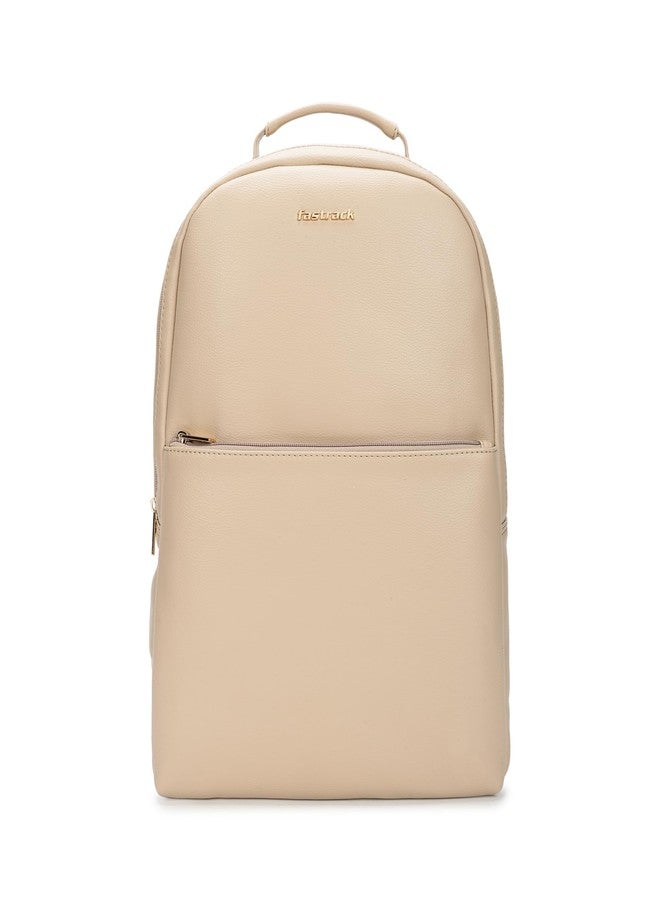 Fastrack Beige Textured Backpack | Textured Faux-Leather | Women’S Laptop Backpack | Stylish Everyday Essential - Image 1