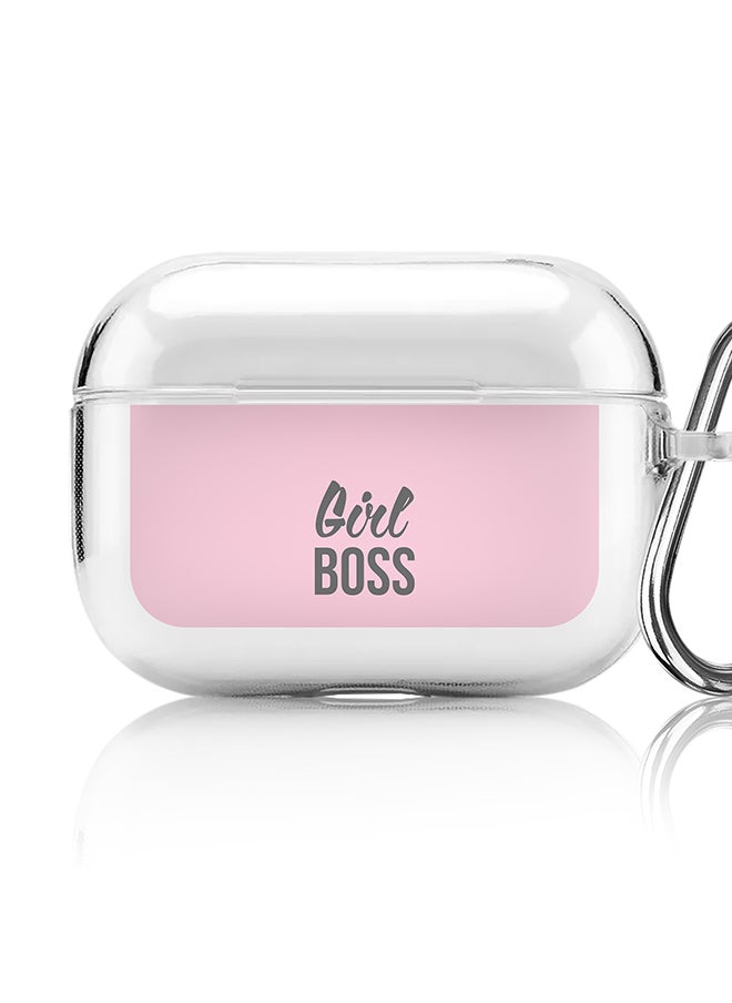 Stylizedd Classic Clear printed Case for Apple AirPods Pro 2nd Generation Thin Transparent Cover [Designed for Apple AirPods Pro 2nd Generation] - Girl Boss (Pink)  - Image 1