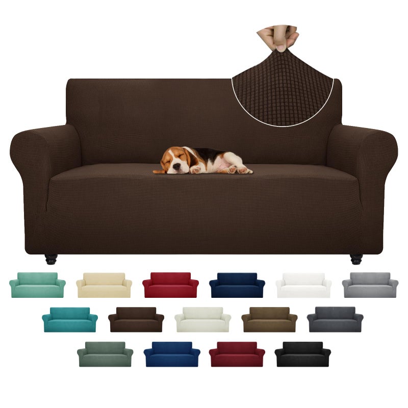 ZNSAYOTX Super Stretch Couch Cover 7292 Universal Sofa Covers with Elastic Bottom Dog Cat Pets Friendly Washable Furniture Protector Fitted Sofa Slipcovers Stay in Place Coffee Sofa